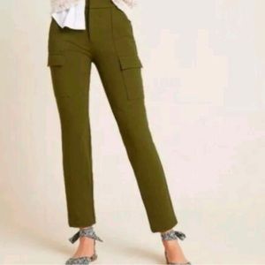 Anthropologie The Essential Slim Trouser Cargo Pant Olive Green